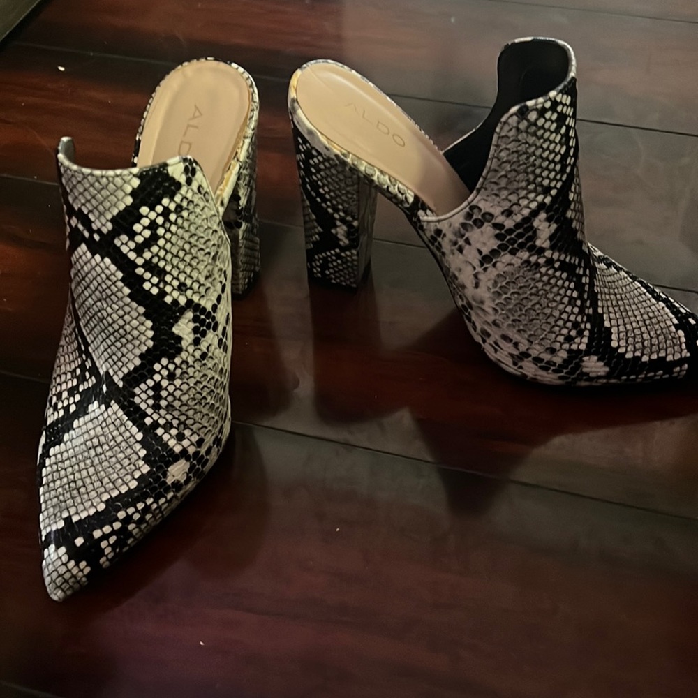 Snakeskin Slip on Aldo Mules - worn once